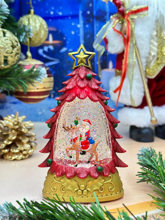 Christmas Snow Globe Lantern with LED lights and sparkling water crystals