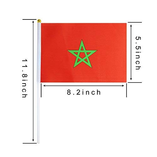 Morocco Country Flag A5 with Hand Stick – 5 Pack