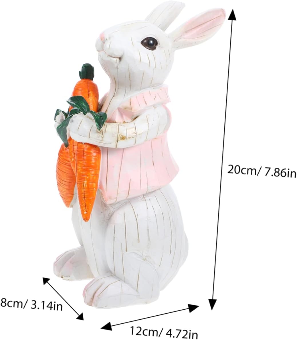 Easter Bunny Figurine with Carrots – 20cm Resin Table Decor