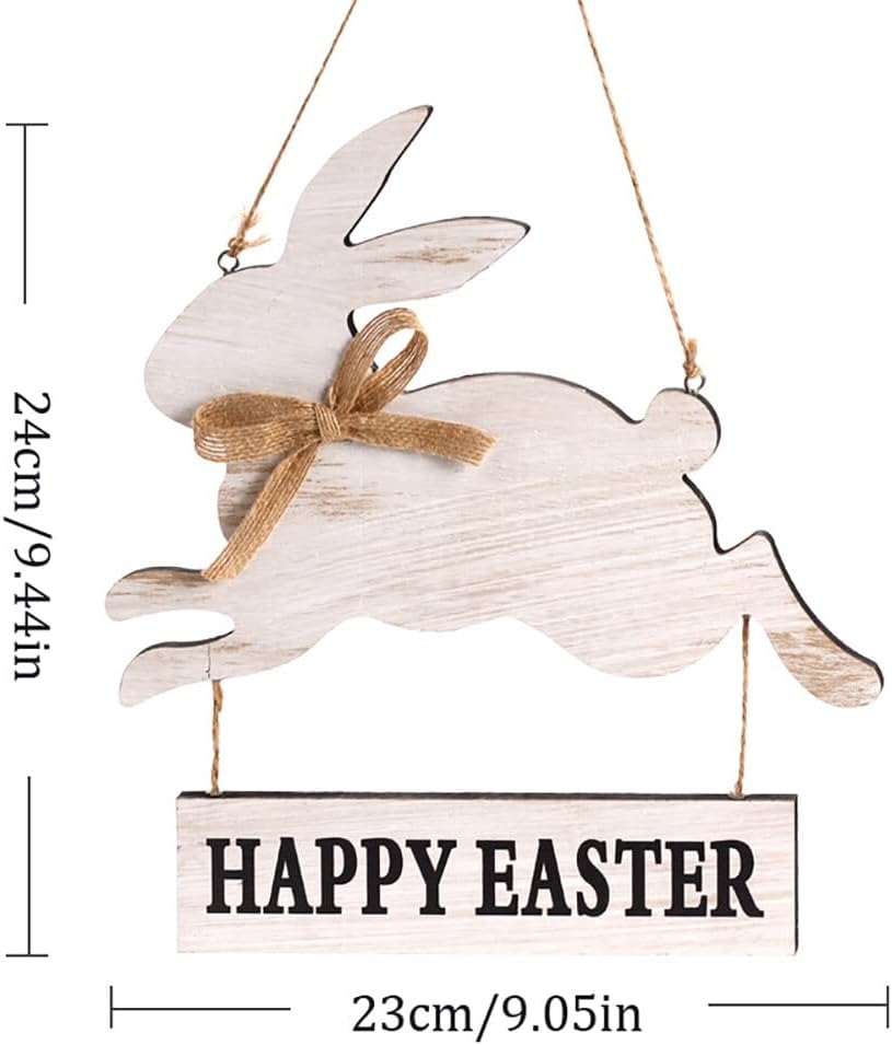 Happy Easter Wooden Bunny Hanging Sign – Rustic Wall & Door Decor
