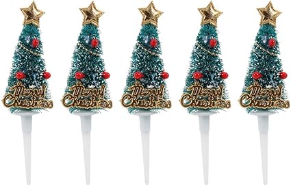 Christmas Tree Shape Cupcake Toppers for Holiday Cake Decoration 10 Pcs