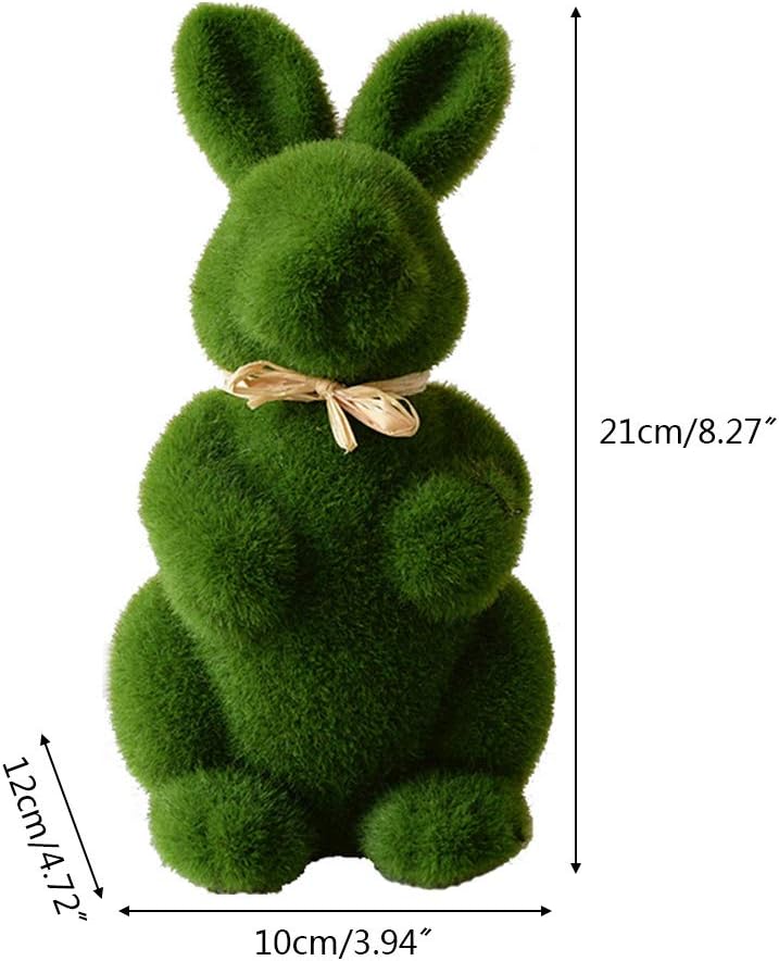Green Flocked Easter Bunny Decor – 21cm Rabbit Table & Home Decoration