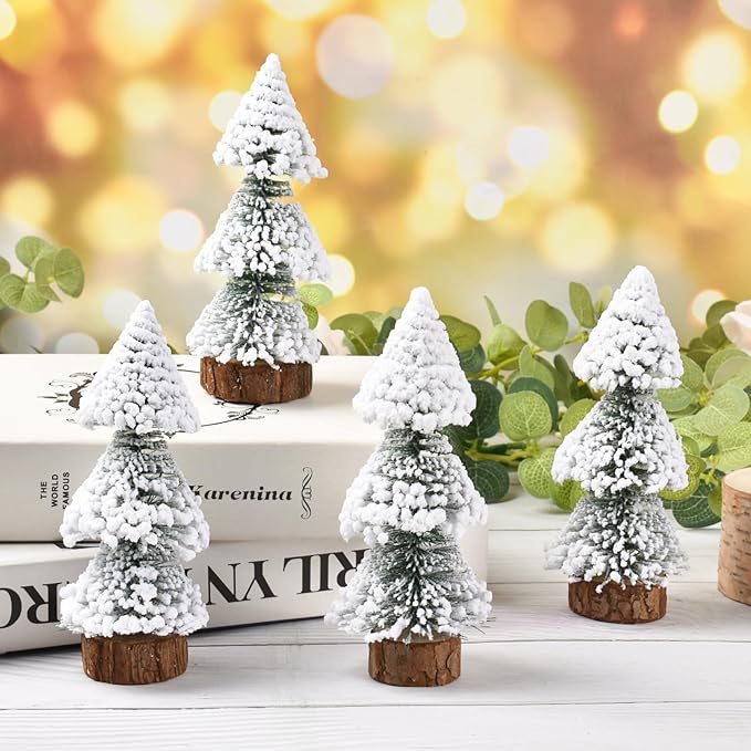 Snow-Covered Tabletop Christmas Tree ( 3 Pcs)