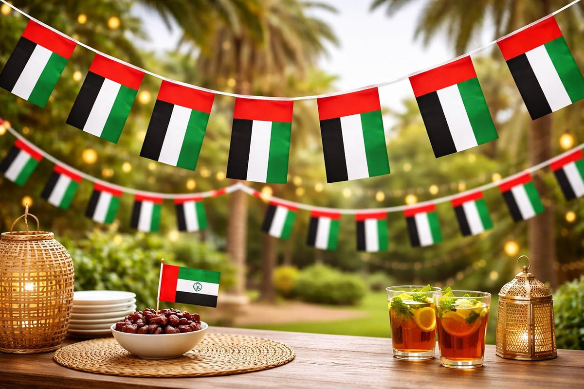 UAE Flag Bunting Banner A5 – 3 Meter, 10 Flags | National Day Decor