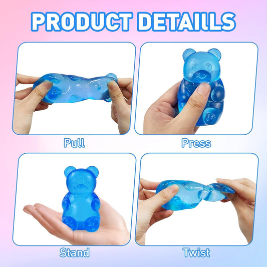 NeeDoh Gummy Bear Blue Super Solid Squish Stress Relief Sensory Fidget Toy