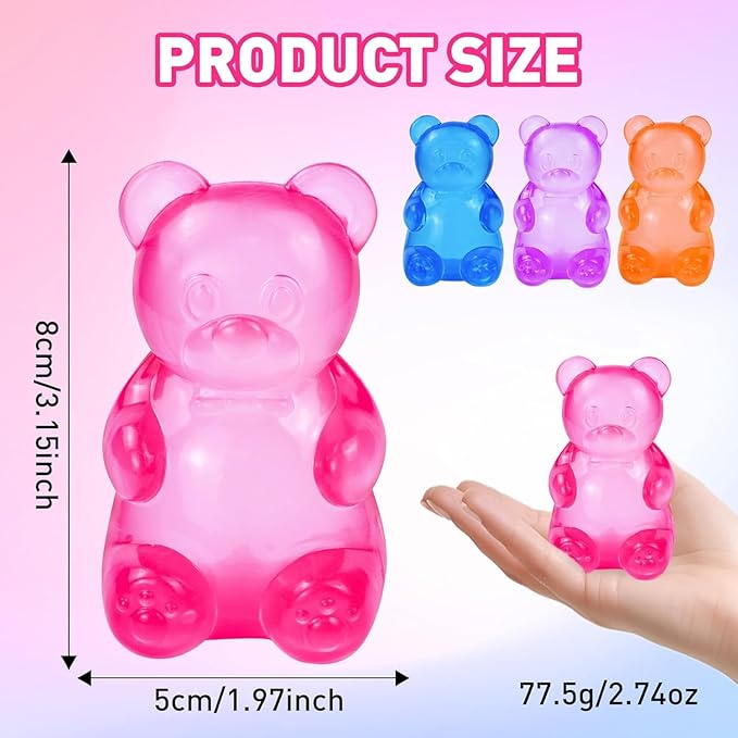NeeDoh Gummy Bear Pink Super Solid Squish Stress Relief Sensory Fidget Toy