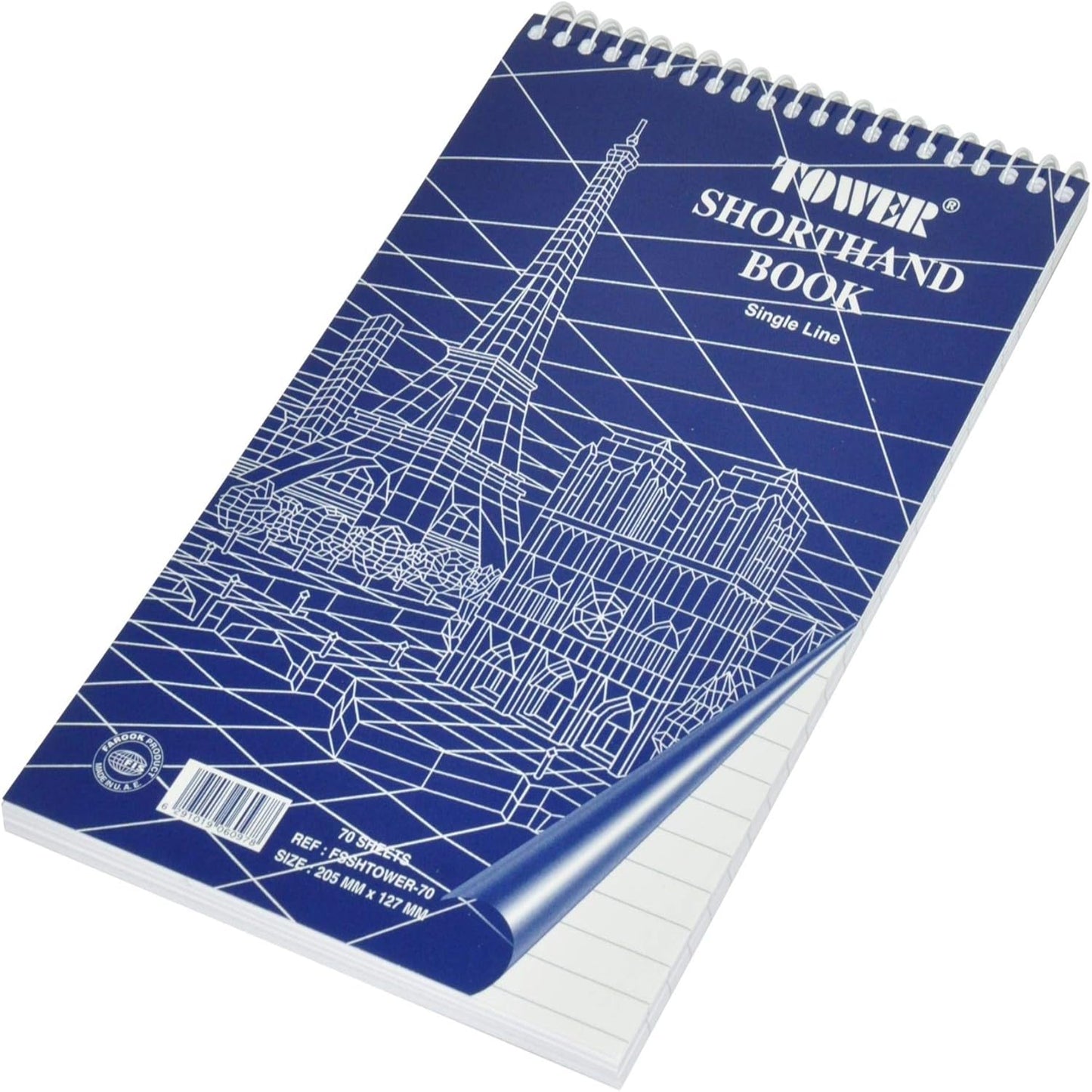 FIS Tower Shorthand Book Single Line 205×127mm – 70 Sheets, Top Spiral