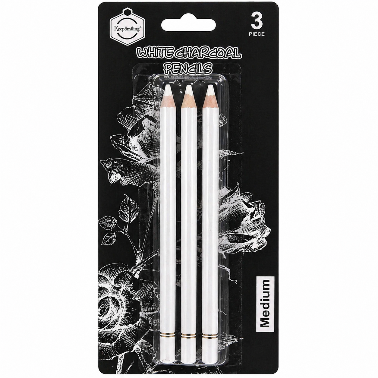 White Charcoal Pencils Set of 3 for Sketching and Drawing