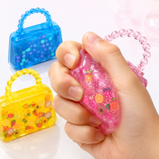 3-Pack Glitter Handbag Squeeze Toys, Stretchy Sensory Fidget Set
