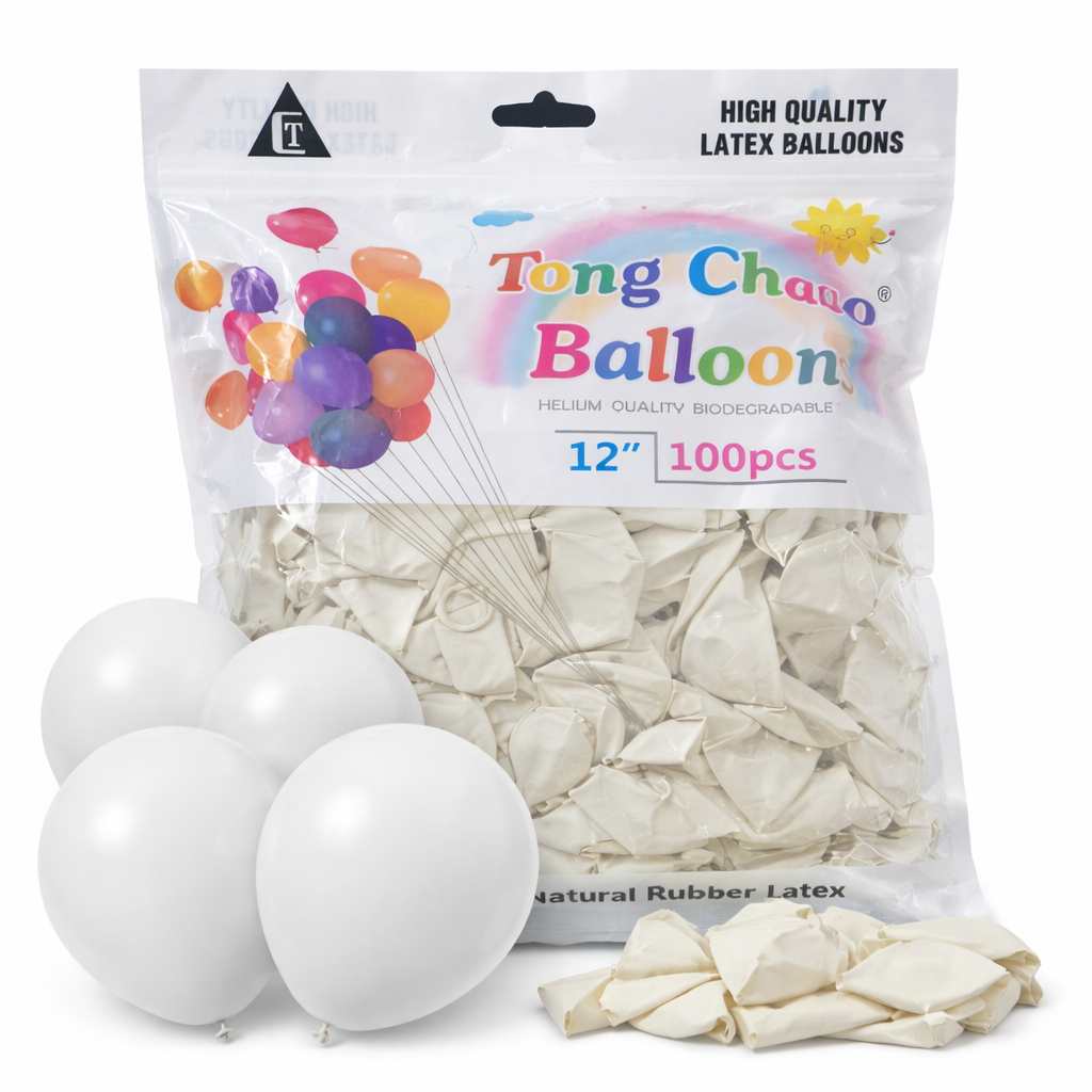 White Latex Balloons 12 Inch – Pack of 100 Party Balloons