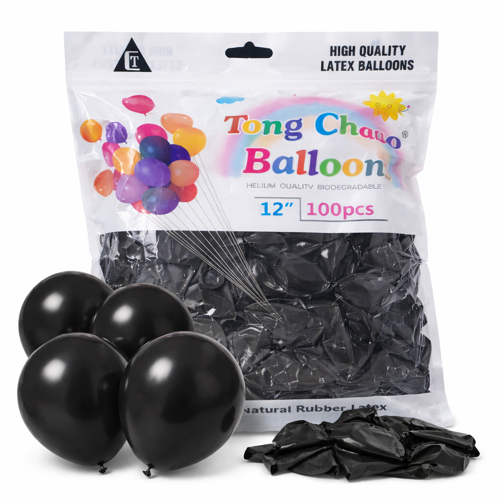 Black Latex Balloons 12 Inch – Pack of 100 Party Balloons