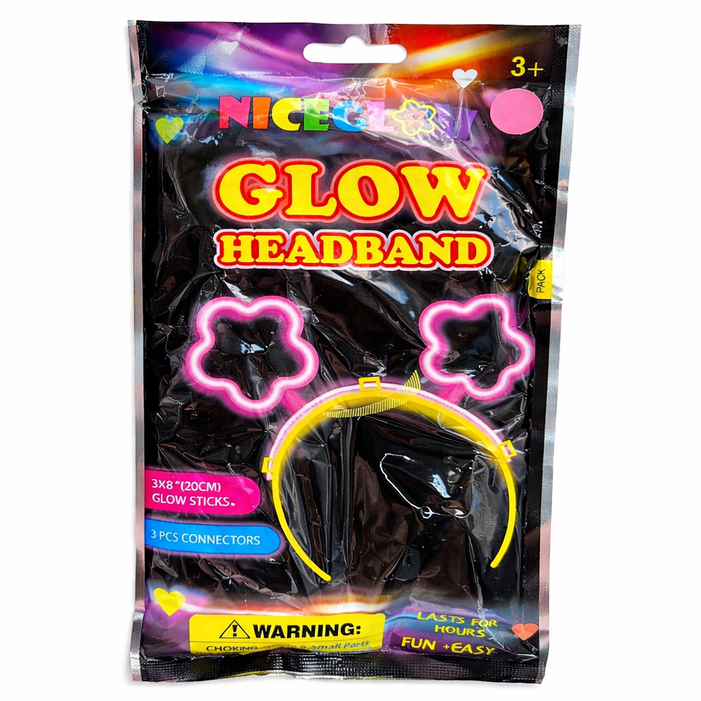 Neon Glow Headband – Flower Style Light Sticks (2 Pack)