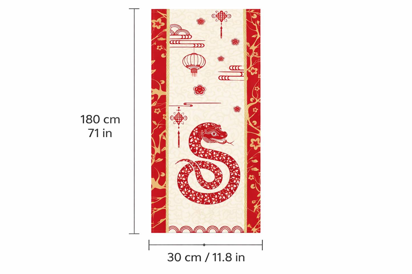 Chinese New Year Snake Table Runner Decoration 180×30cm