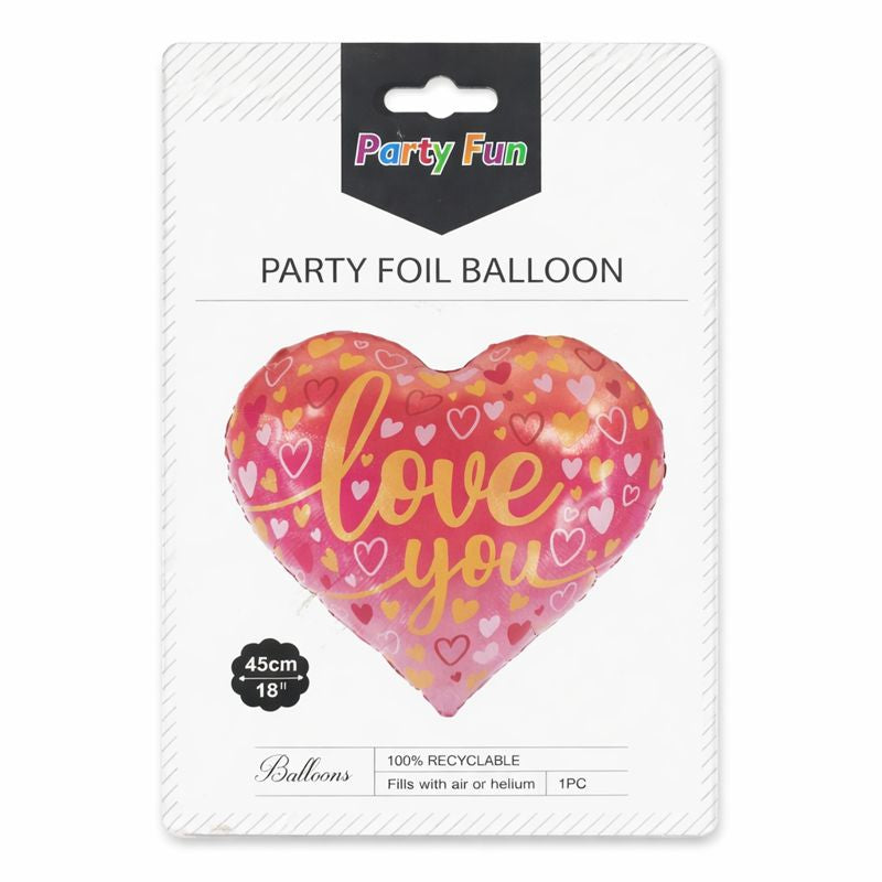 Love You Heart Foil Balloon – 18 Inch Party Decoration