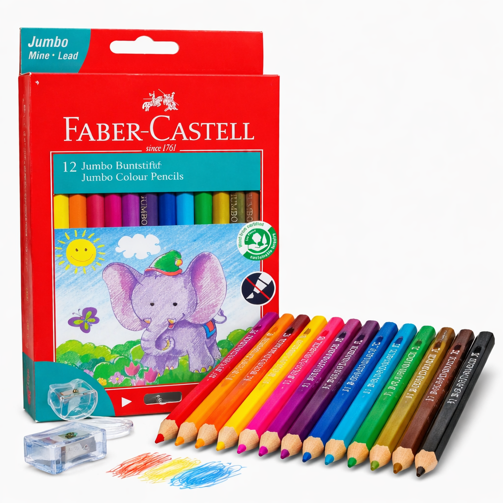 Faber-Castell Jumbo Colour Pencils 12 Colors Thick Lead Set