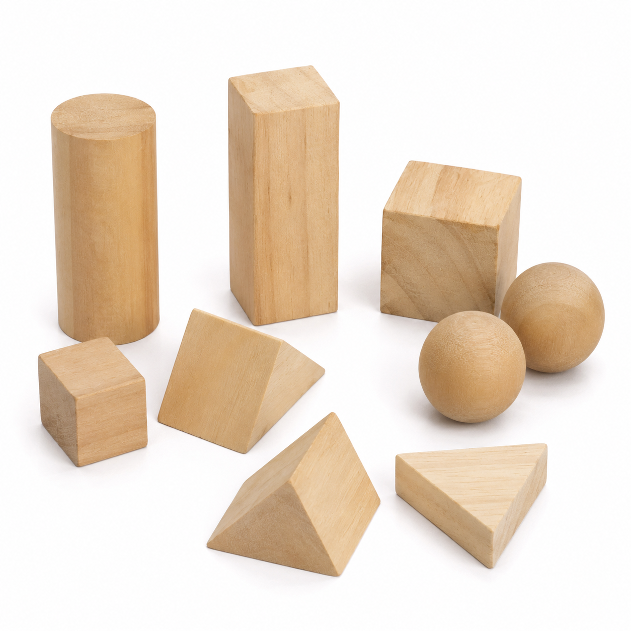 Wooden Geometry Blocks Set for Kids DIY Crafts & Educational Learning – Natural Wood Shapes Pack