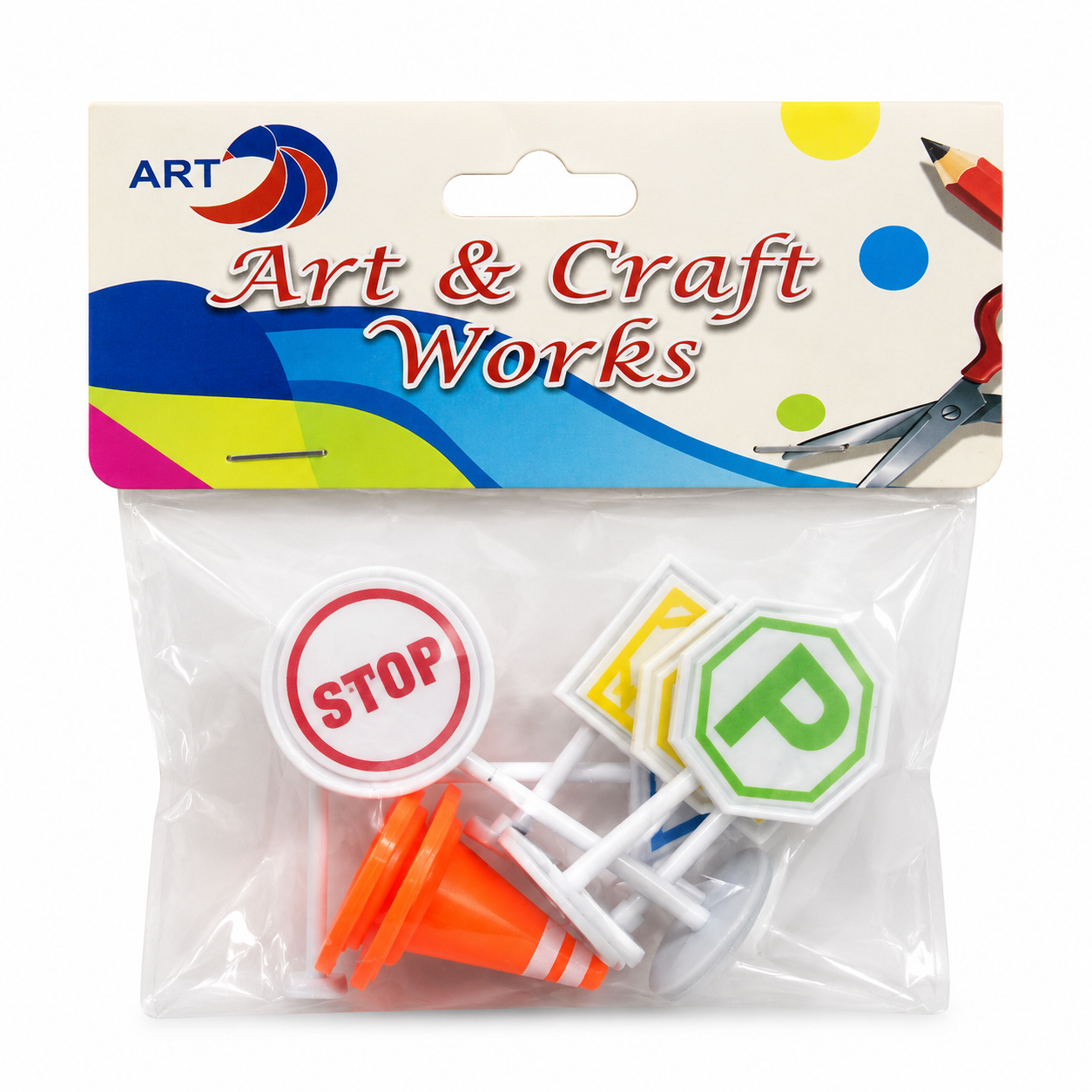 Mini Traffic Signs & Cones Set for Kids Play – Road Safety Learning Toy, 5 cm, Pack of 6