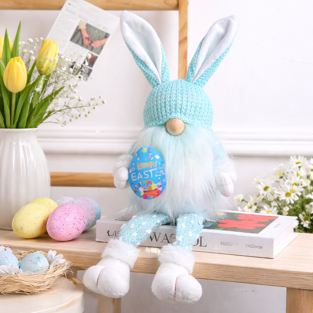 Easter Gnome Plush Decor with Bunny Ears – 30cm Long Legs Spring Decoration