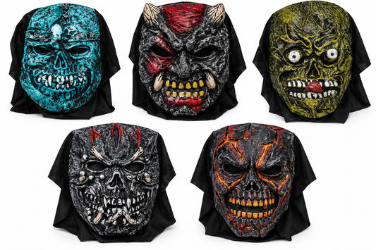 Black Skull Halloween Scary Mask Hat with Hood