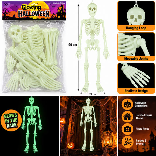 Glow in The Dark Full Body Halloween Skeleton Decoration