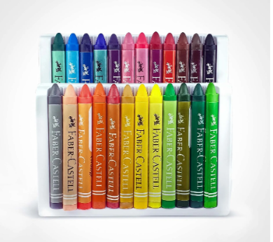 Faber-Castell Wax Crayons 24 Colors Triangular Grip Set