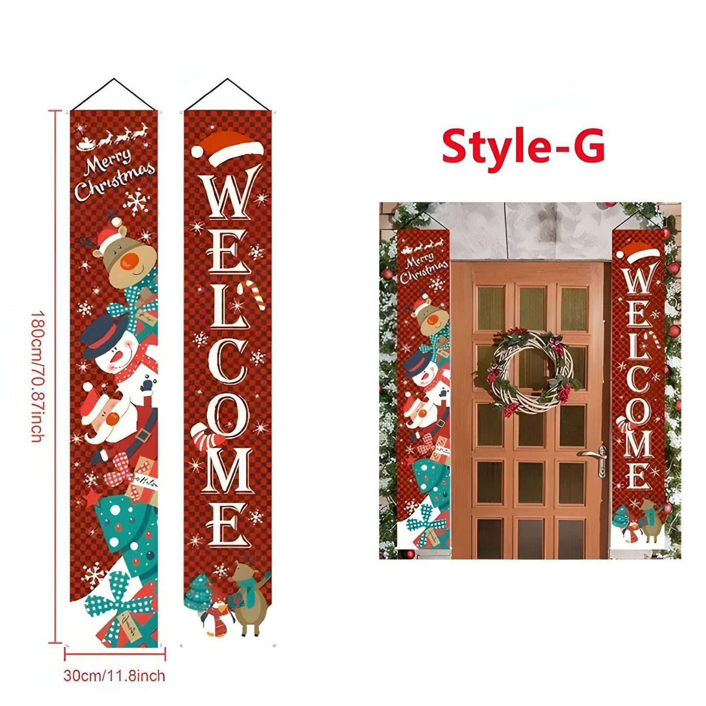 Christmas Welcome Door Banner Set – 180cm Hanging Porch Décor