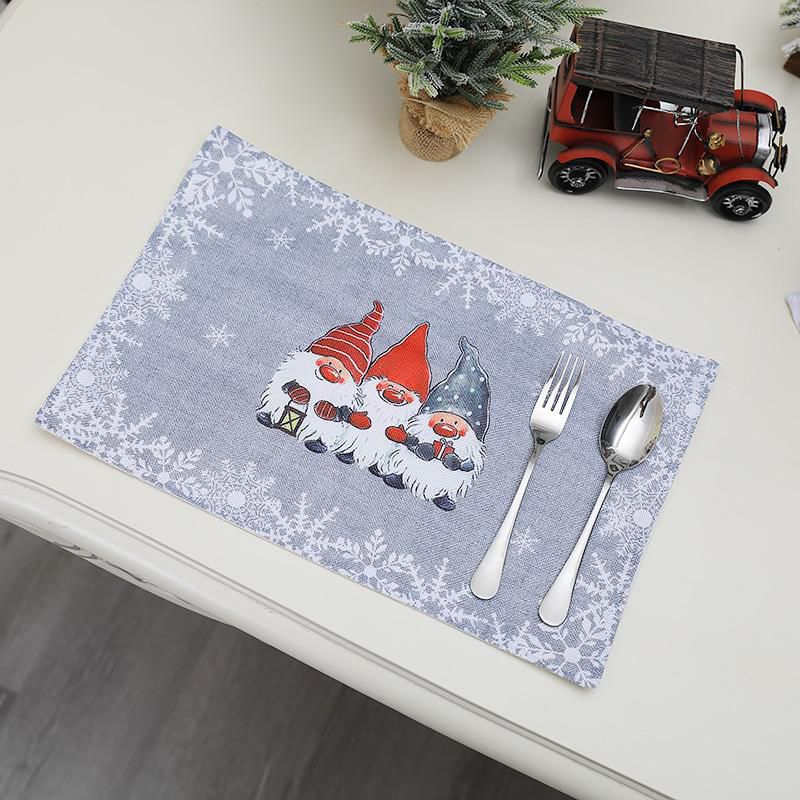 Grey Christmas Gnome Table Placemat Snowflake Design