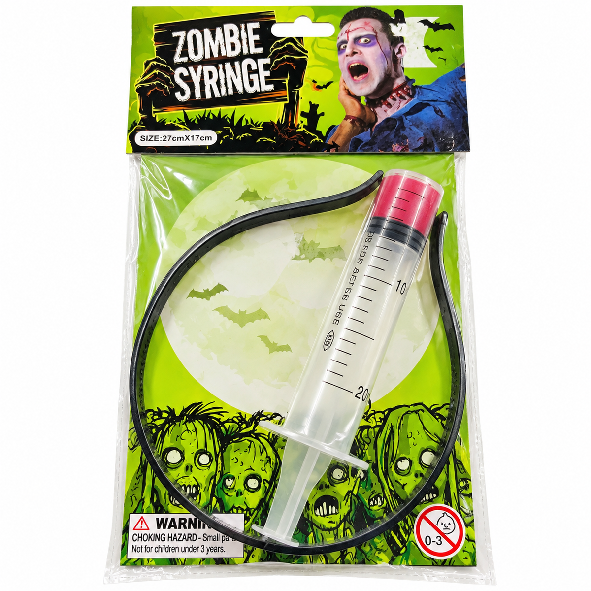Halloween Zombie Syringe Costume Prop with Flexible Tube