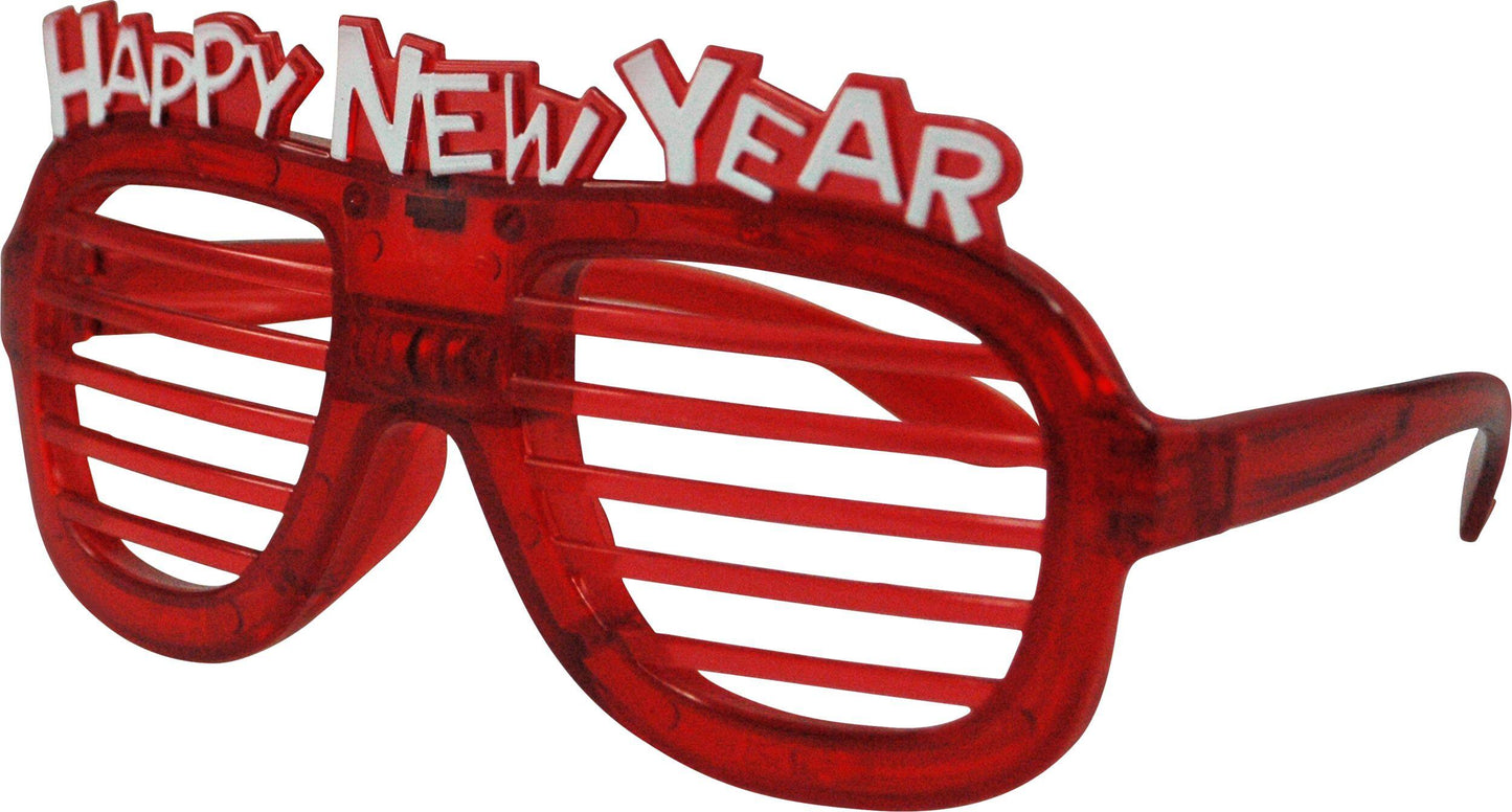 Red LED Happy New Year Light Up Party Glasses