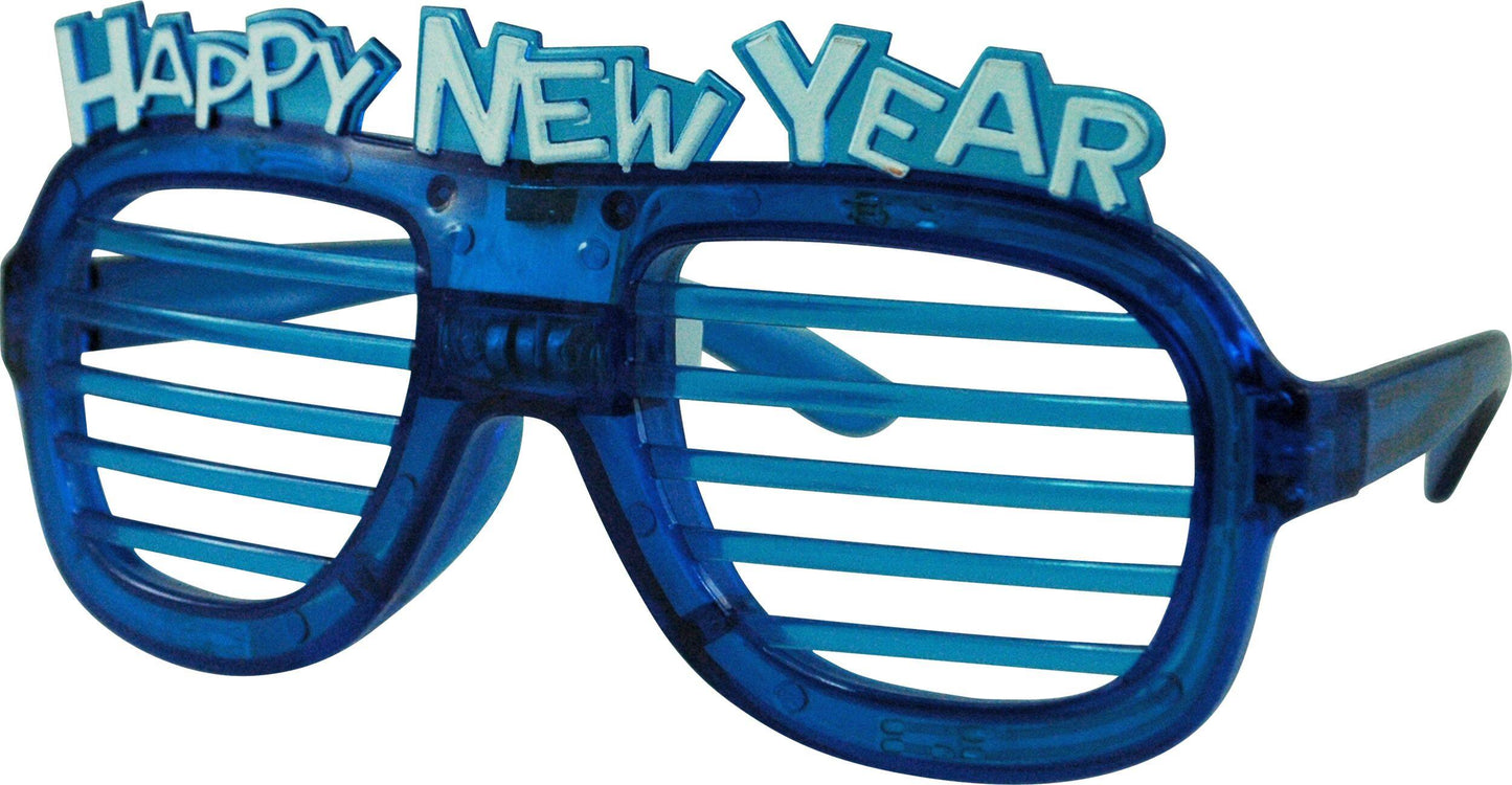 Blue LED Happy New Year Light Up Party Glasses