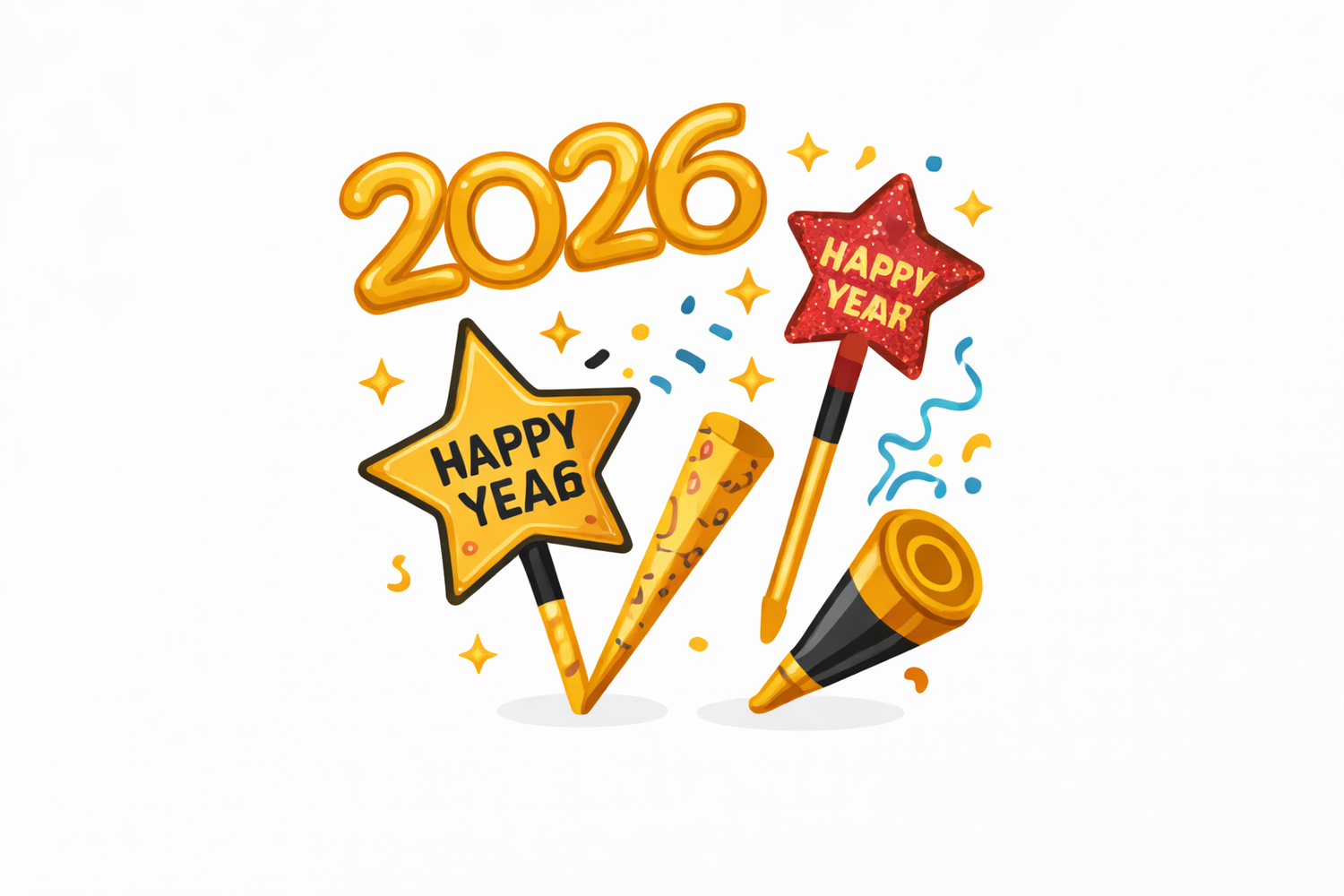 New Year Glasses, Props & Favors