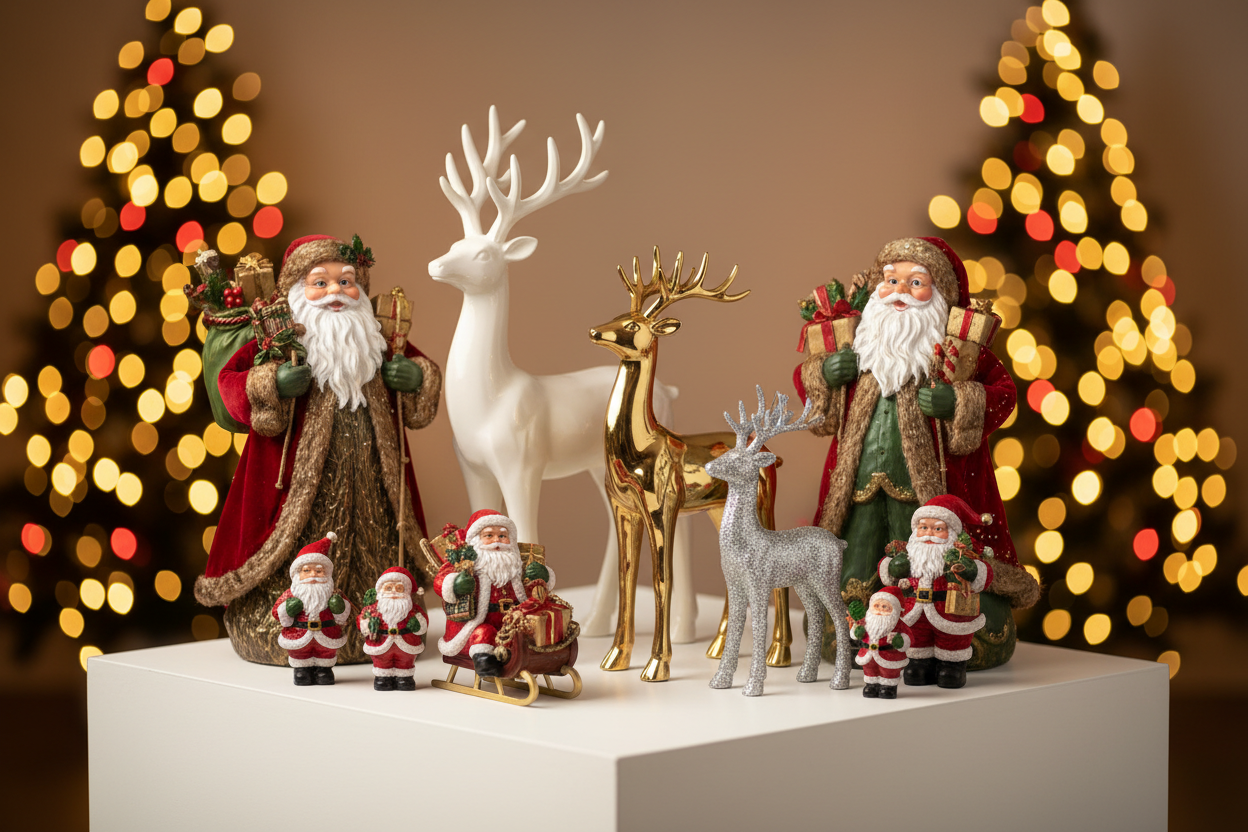 Reindeer, Santa & Snow man