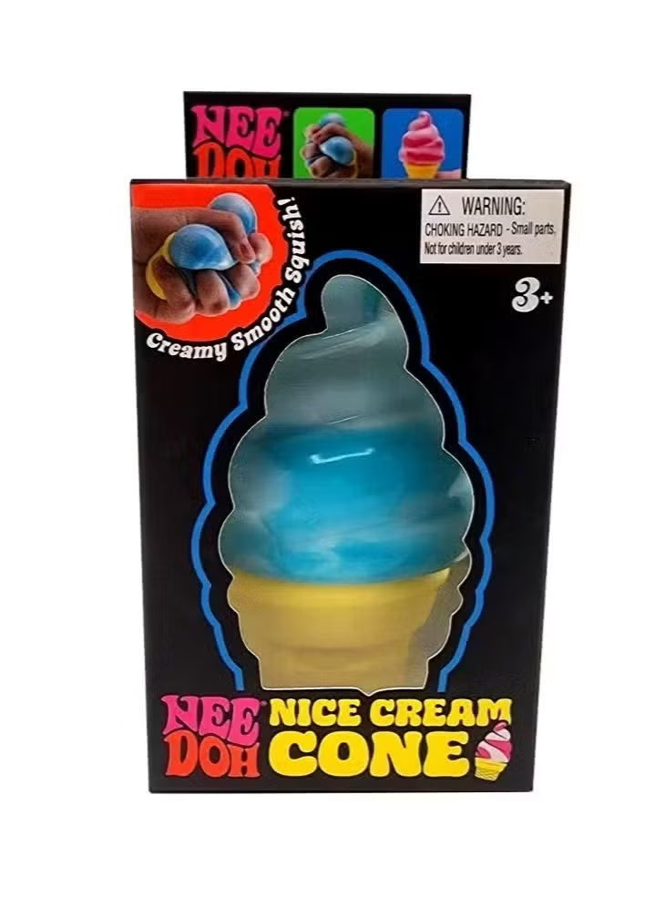 NeeDoh Nice Cream Cone Blue Squishy Stress Toy – Soft Sensory Fidget Toy