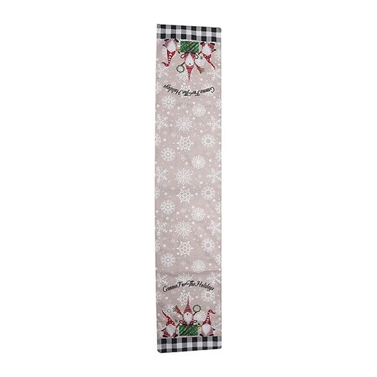 Gnome for the Holidays Table Runner Black White Plaid