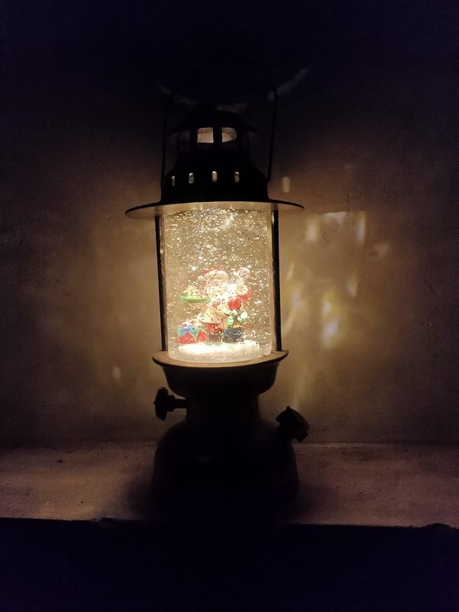 Christmas Lighted Snow Globe Lantern, Santa Claus Christmas Hanging Lantern Light