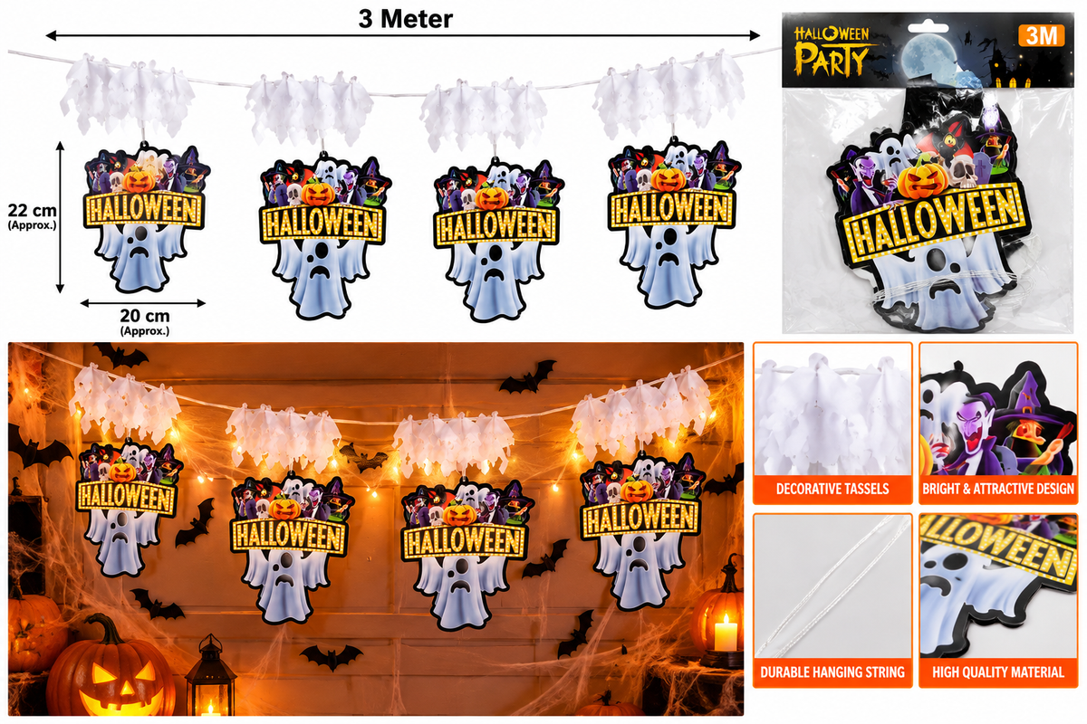 Halloween Ghost Hanging Garland Banner, 3M