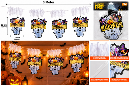 Halloween Ghost Hanging Garland Banner, 3M