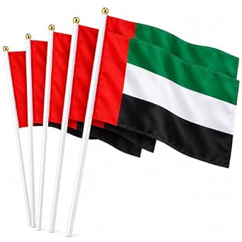 UAE Hand Flags A3 – Pack of 12 with Sticks | National Day & Events