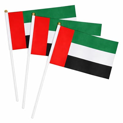 UAE Hand Flags A4 – Pack of 12 with Sticks | National Day & Events