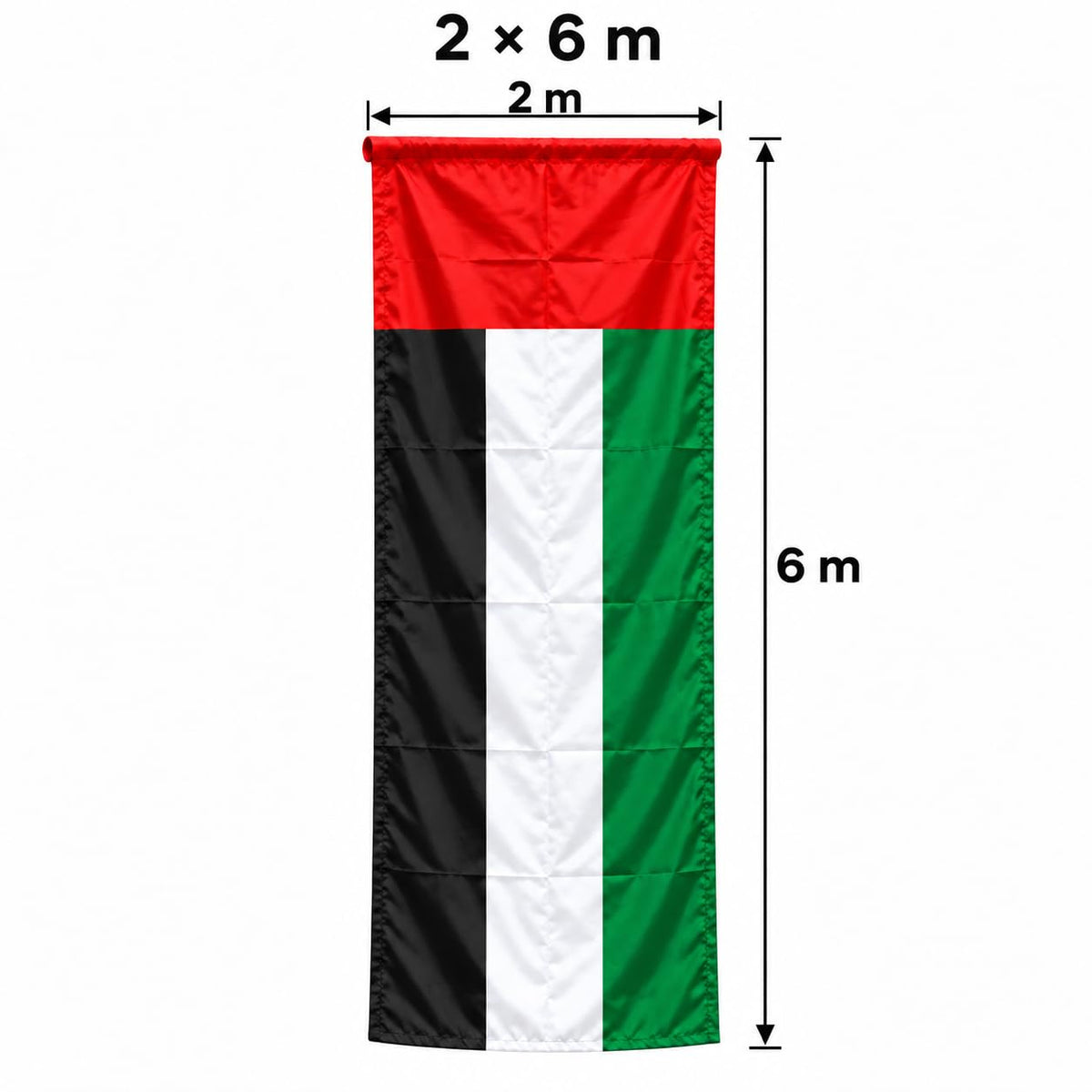 UAE Flag 2 × 6 m – Extra Large Fabric National Flag for Buildings & Events