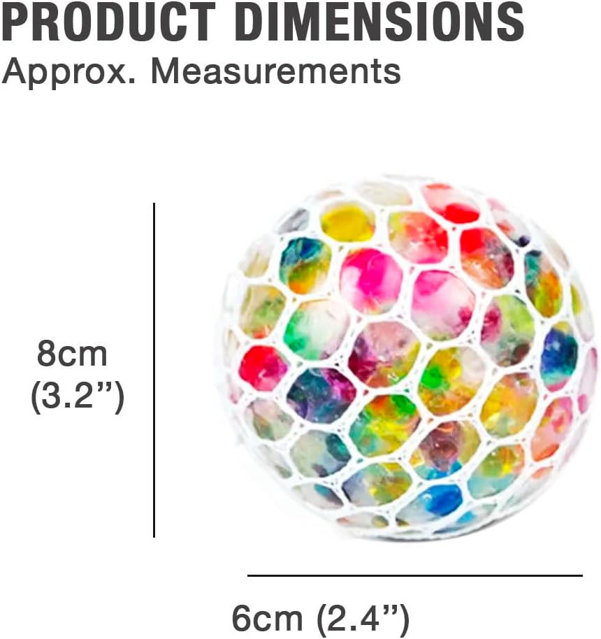4 PCS Rainbow Mesh Stress Balls Set – Colorful Squishy Sensory Fidget Toys for Kids & Adults (8 cm)