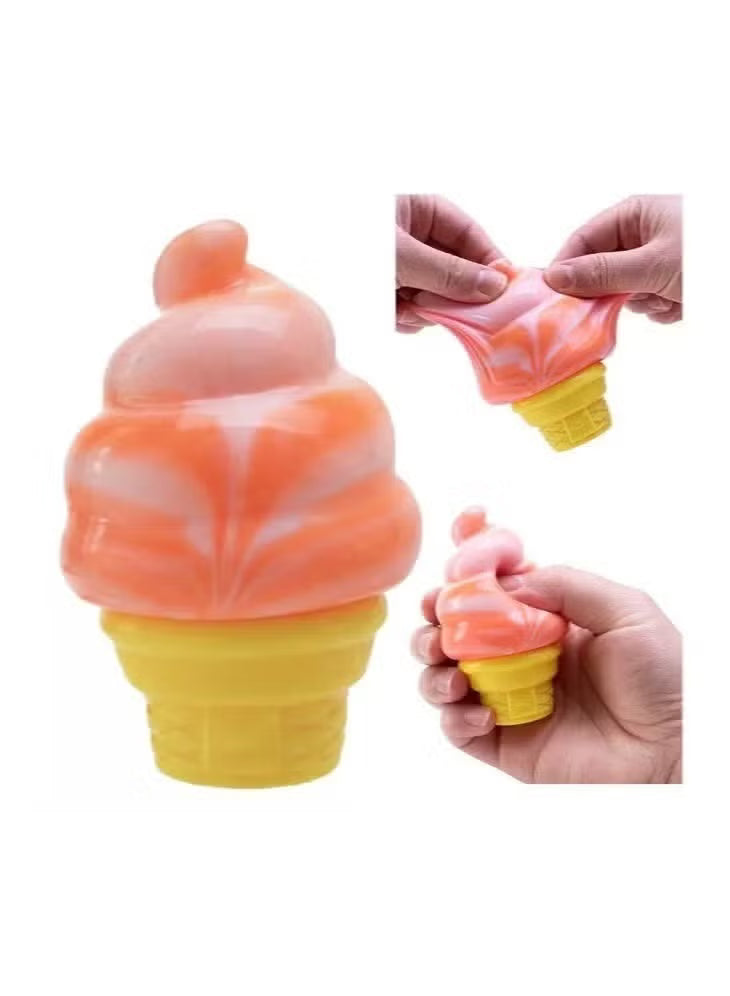 NeeDoh Nice Cream Cone Orange Squishy Stress Toy – Soft Sensory Fidget Toy