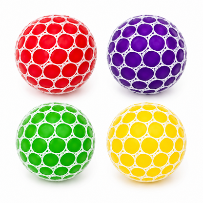 4 PCS Mesh Stress Balls Set – Colorful Squishy Fidget Sensory Toys for Kids & Adults (Random Colors)