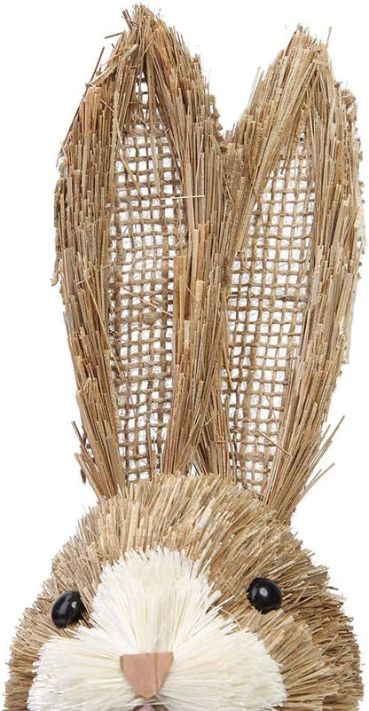 Straw Easter Bunny Decor with Carrot – 35cm Rustic Spring Home Decoration