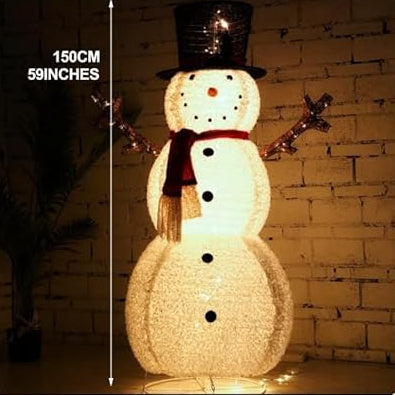 Lighted Outdoor Snowman Figurine with Scarf and Top Hat 150 cm