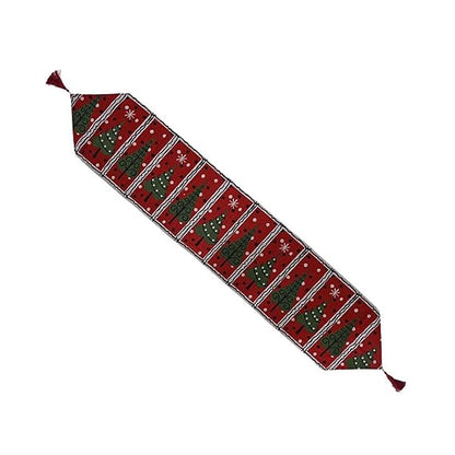 Red and Green Christmas Tree Snowflake Table Runner