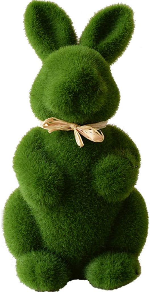 Green Flocked Easter Bunny Decor – 21cm Rabbit Table & Home Decoration