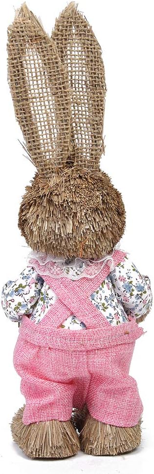 Straw Easter Bunny Decor with Carrot – 35cm Rustic Spring Home Decoration