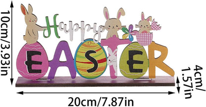 Happy Easter Wooden Table Sign – Bunny Egg Desktop Decor 20cm