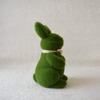 Green Flocked Easter Bunny Decor – 21cm Rabbit Table & Home Decoration